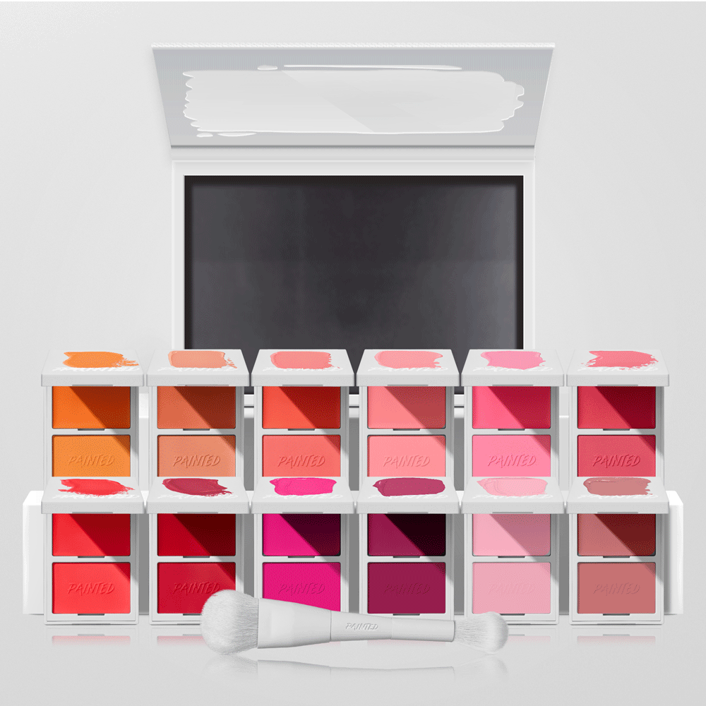 12 Blush Duos, J15 blush brush and Blank Canvas magnetic palette bundle