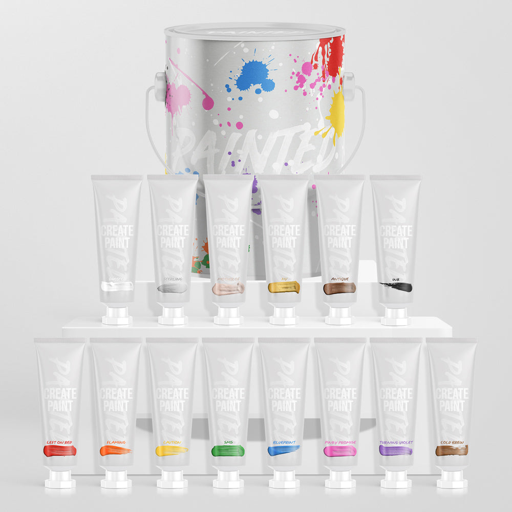 Painted Halloween bundle with all 14 original and metallic Create Paint shades and an exclusive Halloween tin