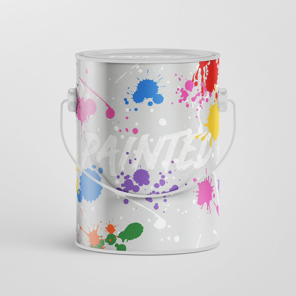 Exclusive Painted Halloween tin with colorful paint splatter design