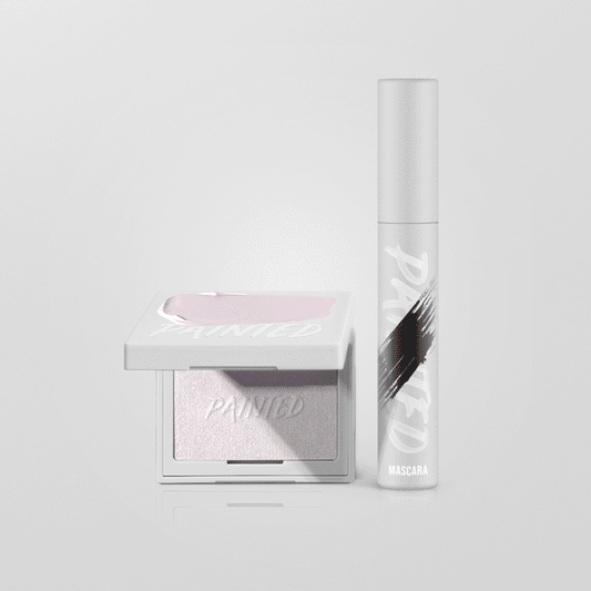 Painted Mascara + Highlighter bundle in Black and Brown with all five highlighter shades